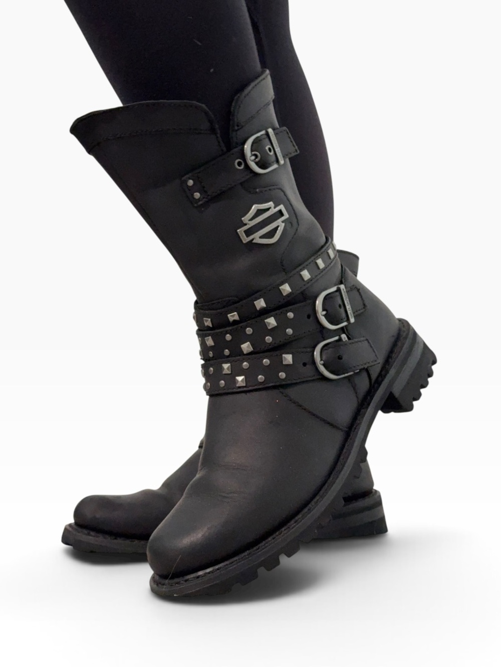 Harley‑Davidson Women's Black Studded Buckle Moto Boots